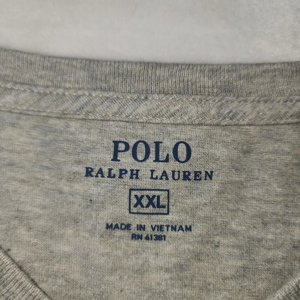 Polo Ralph Lauren‎ Mens 2XL Gray V-Neck T-Shirt Relaxed Fit Cotton Pony Logo 883